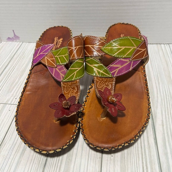 Spring Step L’Artiste sandal size 38 7-7.5 floral wedge - Picture 3 of 10